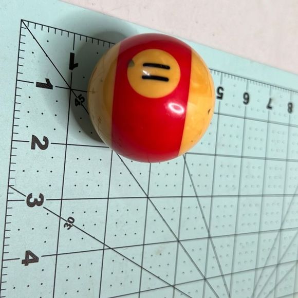 Vintage 60s-70s Pocket 11 Red Striped Pool Ball 2” Billiards - Picture 6 of 6